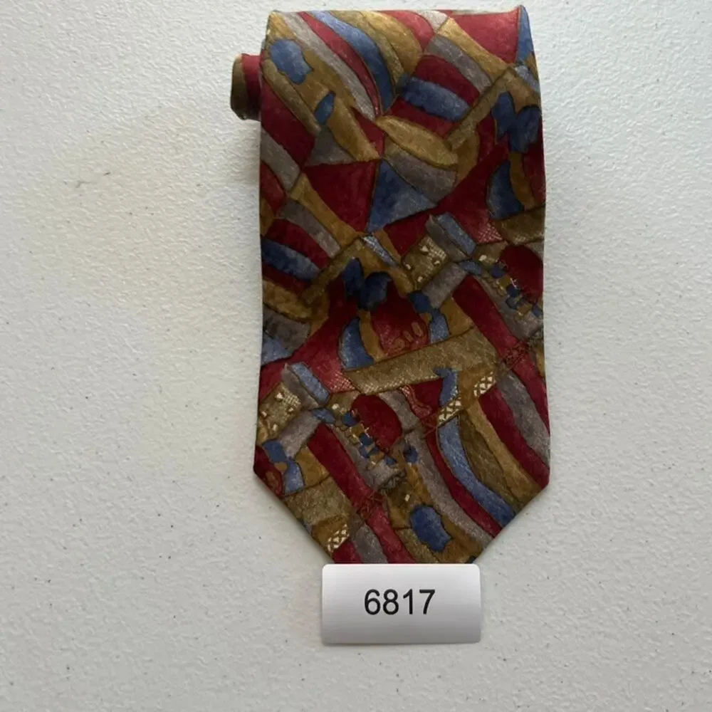 Christian Dior Monsieur Necktie Men's Abstract Mosaic Multicolor All Silk